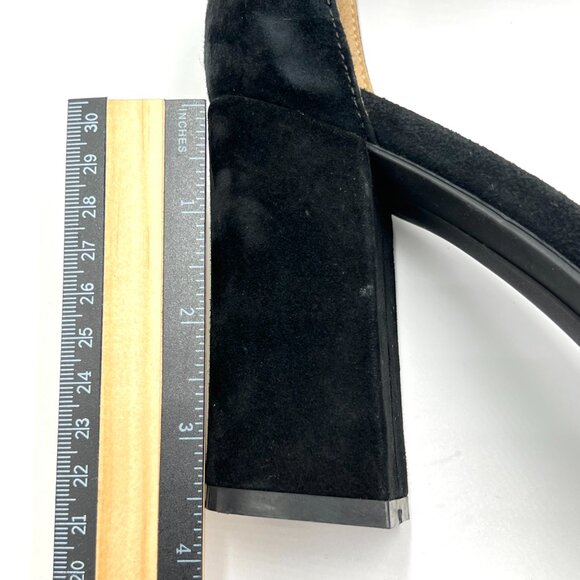 Aerosoles Womens Size 10 Landon Black Suede Leather Block Heels Sandals Shoes - Picture 12 of 13